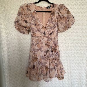 Missguided Floral Dress puff sleeves